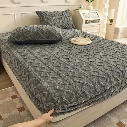 Winter Elastic Bedsheet + 2 FREE PILLOW COVERS (DARK BLUE)