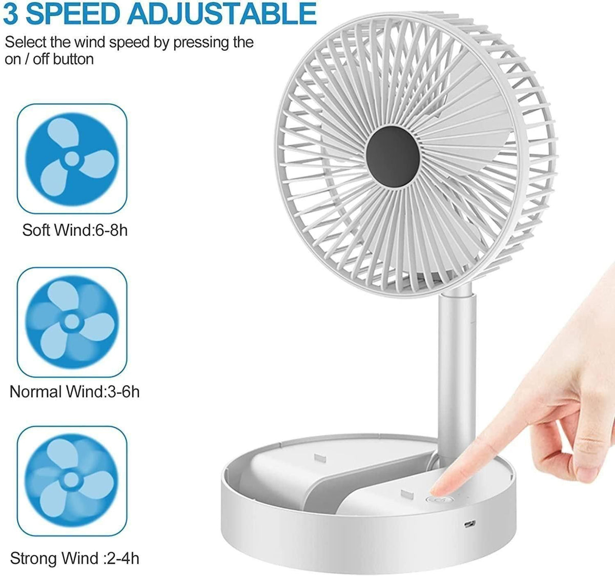 Powerful Rechargeable Table Fan (BUY 1 GET 1 FREE)