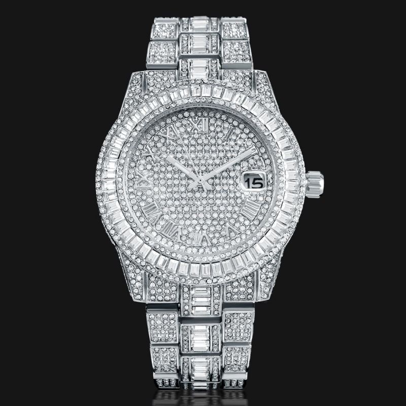 Iced Baguette Cut Roman Numerals Men's Watch