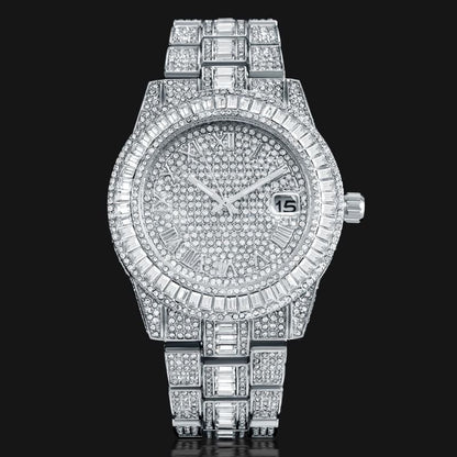 Iced Baguette Cut Roman Numerals Men's Watch