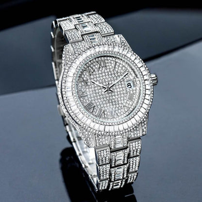 Iced Baguette Cut Roman Numerals Men's Watch