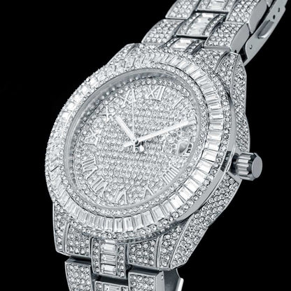 Iced Baguette Cut Roman Numerals Men's Watch