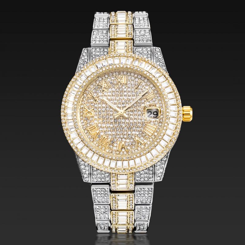 Iced Baguette Cut Roman Numerals Men's Watch