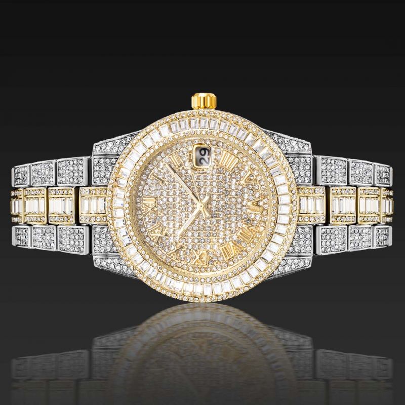 Iced Baguette Cut Roman Numerals Men's Watch