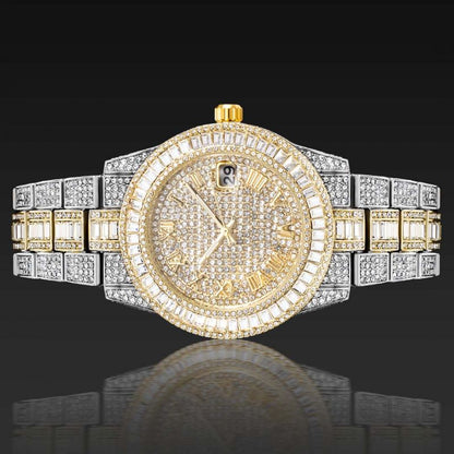 Iced Baguette Cut Roman Numerals Men's Watch