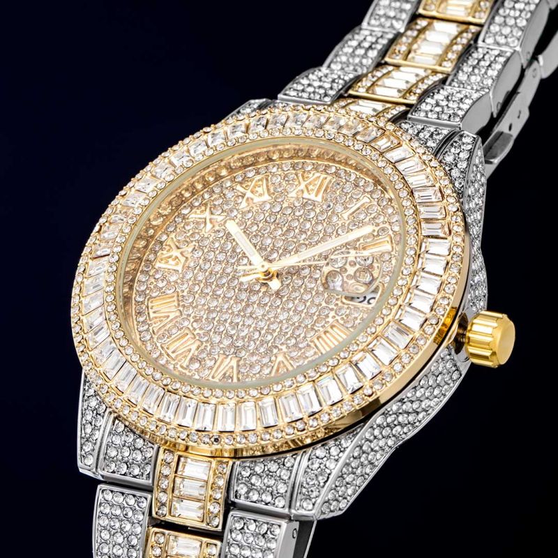Iced Baguette Cut Roman Numerals Men's Watch