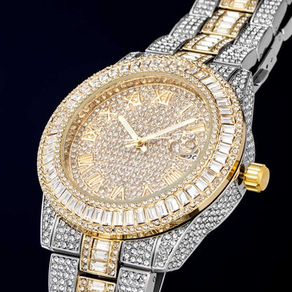 Iced Baguette Cut Roman Numerals Men's Watch