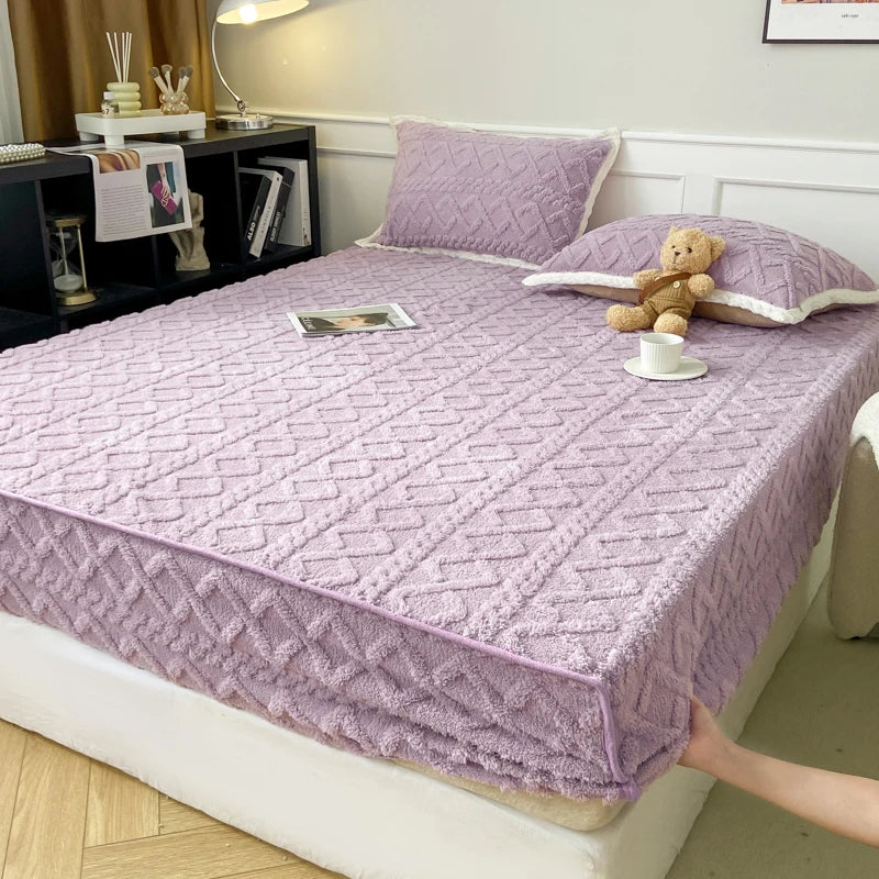 Winter Elastic Bedsheet + 2 FREE PILLOW COVERS (DARK BLUE)