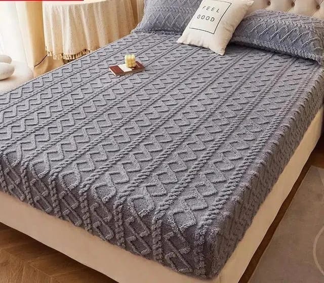 Winter Elastic Bedsheet + 2 FREE PILLOW COVERS (DARK BLUE)