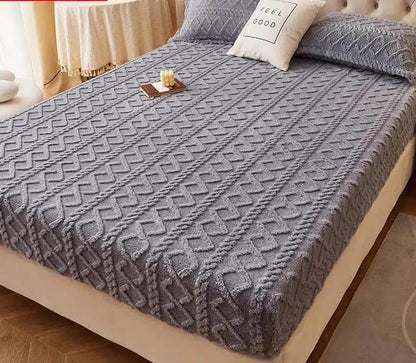 Winter Elastic Bedsheet + 2 FREE PILLOW COVERS (DARK BLUE)