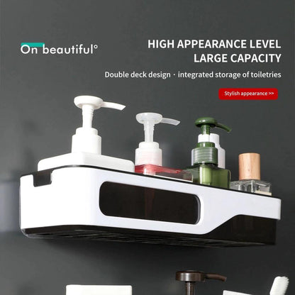 Wall Mounted Plastic Shampoo Shower Holder Containers and Supplements for Kitchen Rack